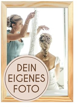 Wackadoo personalisiertes Geschenk inkl. Holz Bilderrahmen 10x15 natur Fotodruck Bild Fotorahmen mit Glas Poster mit Wunschmotiv, eigenes Foto picture frame