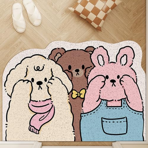 Felpudo Entrada Casaamarillo, Verde, Rosa Alfombra Exterior para Puerta Impermeable para Atrapar Suciedad para Recibidor, Felpudo Exterior Lavable Antideslizante, Pasillo, Cocina, Dormitorio