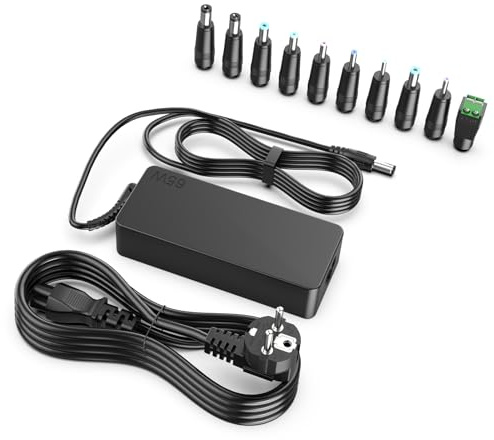 shefor Chargeur Universel 12 V 5A, connecteur 5,5 x 2,1 mm avec 10 Embouts CC pour Rubans LED, appareils Photo, écrans d'ordinateur, moniteurs, Haut-parleurs et Autres appareils