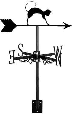 Banderuola segnavento in Metallo con Freccia a Forma di Gatto, indicatore della direzione del Vento, picchetto da Giardino, Strumento di misurazione, Cortile, Patio, Prato, Montaggio sul Tetto, facil