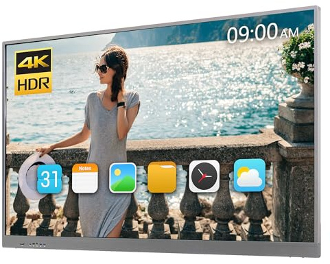 QQ CAT 65 Zoll Touchscreen Monitor Smart Board, 4K Interaktives Whiteboard, Android Bildschirm, Digital Signage Display für Büro, Klassenzimmer, Home Office,Core i5-6, 8GB RAM+256 GB SSD,Wandhalte