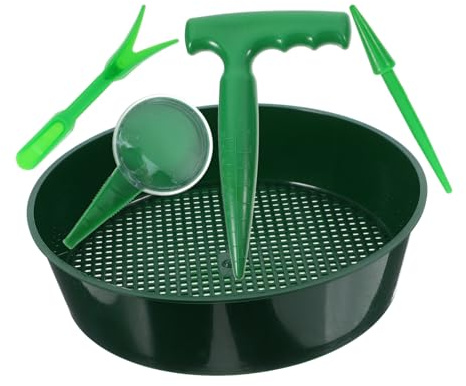 FUTUREORYY Set Outils de Jardinage avec Tamis à Terreau Plantoir Semoir et Outil de Transplantation Accessoires Durables pour Plantation et Semis pour Amateurs de Plantes et Culture Pot