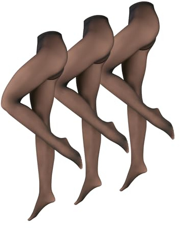 NUR DIE Damen Strumpfhose Warm & Transparent 50 DEN 3-Pack - transparente Thermostrumpfhose mit 50 DEN Look, wärmend & elegant, ideal für Business & Alltag