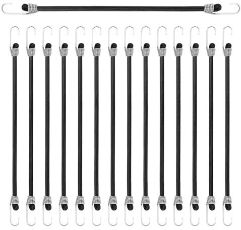 Spanngummi mit Haken, 15 Stück Robuste Gummispanner 28cm Vielseitig für Gepäck, Fracht und Mehr - Strapazierfähige Expander mit Haken für Transport, Camping & Haushalt