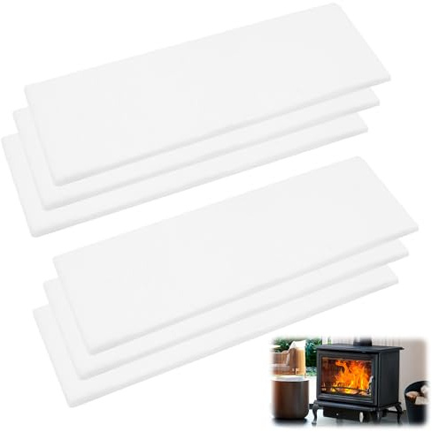 OVBOVA 6 Stücke Keramikwolle für Bioethanol Kamin, Keramikfasermatte für Tischkamin Indoor, Ethanol Brenner Zubehör, 30x10x1.3cm