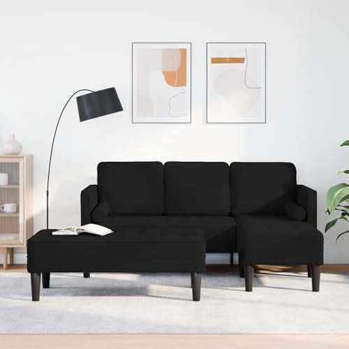 RMIHSJG 2-teiliges L-förmiges Sofa Set mit Kissen aus schwarzem Stoff, modularer Aufbau und Bequeme Sitzflächen für Ihr Wohnzimmer, hochdichter Schaumstoff und modernes Design,