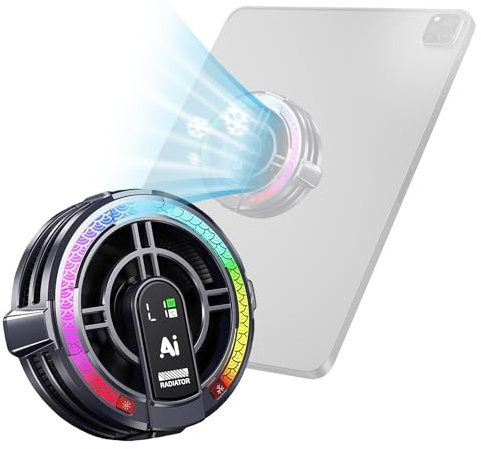 Refroidisseur Magnétique pour Tablette avec 4 Modes de Refroidissement & Lumière RGB, Écran Digital, Refroidisseur Téléphone à Semi-conducteur pour iPad, Tablette – pour Gaming Mobile, Live-Streaming