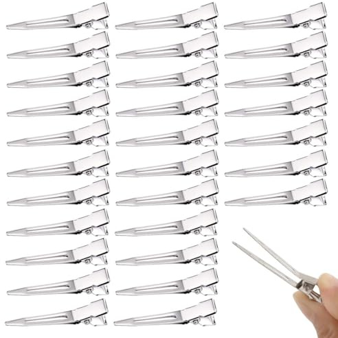 30 Pezzi Becchi D'oca per Capelli in Metallo Argentato 1,8 pollici Fermagli per Capelli a Becco D'anatra con scatola di immagazzinaggio, Fermagli per capelli arricciati per parrucchiere