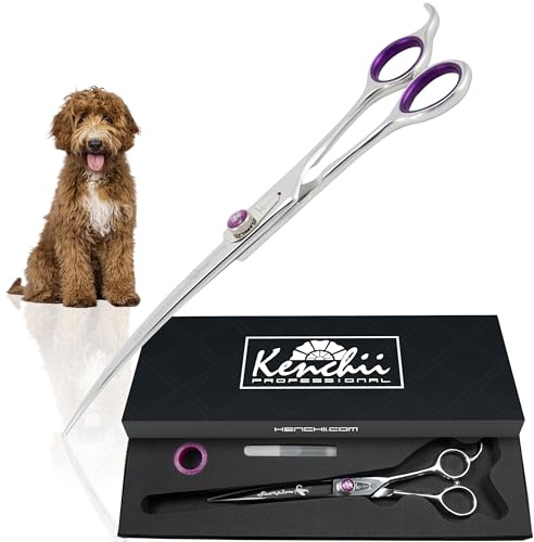 Kenchii Scorpion Dog Grooming Scissors, 8 Inch Curved Shears, Dog Scissors for Grooming, Professional Pet Grooming Scissors, Heavy Duty, Durable and Sharp