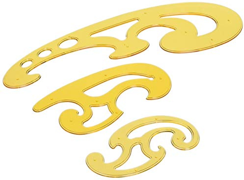 Liquidraw Kurvenlineal-Set mit 3 transparenten/orangen Linealen, für technische Zeichnungen, Schablonen