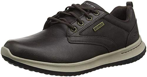 Skechers Hombre Delson Antigo Trainers, Dark Brown Leather, 48.5 EU