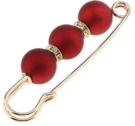 Sharplace Broschen & Anstecknadeln mit Perlen, Damen Sicherheitsnadel Brosche Strass Perle, Modern Broschennadeln für Pullover Hemd Rock Kleid Hose Ärmel Hut Kragen Schal Tasche Dekorationen, Rot