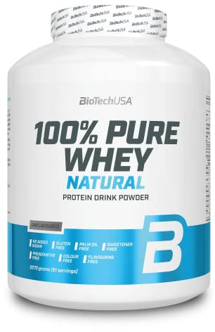 BioTechUSA 100% Pure Whey | Poudre de protéines avec BCAA et Glutamine | Sans gluten, sans huile de palme | 21g de protéines par portion, 2.27 kg, Sans saveur