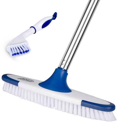 ITTAHO Floor Scrub Brush with Long Handle - 53 Deck & Grout Cleaner Brush Set for Tile, Marble, Stone, Bathroom, Patio, Garage, Deck & Floor Cleaning