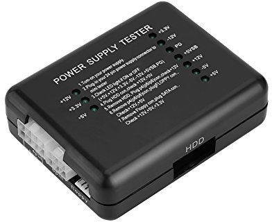 Power Supply Tester, 20/24 Pin Power Supply Checker Floppy HDD CDROM SATA 4 pin(P4) 8 pin(Dual CPU) 6 pin(PCI-Express) Connector