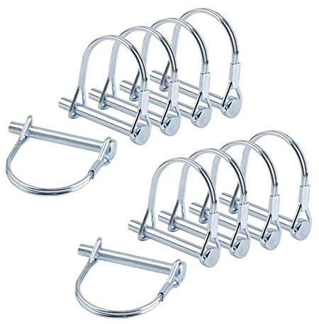 baixikly 10pcs Shaft Locking Pin1/4 Trailers Lock Hitch Lock Pin Pull The Pin Round Loop Wire Pin Hitch Pto Pin for Farm Lawn Garden