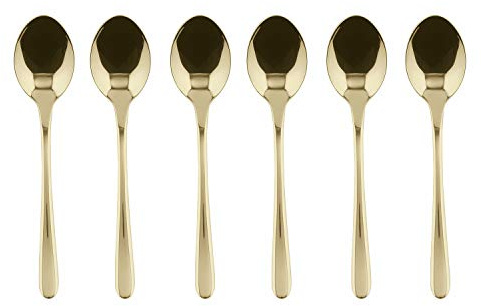 Sambonet - Taste Set di 6 Cucchiaini da Caffè in Acciaio Inox, Cucchiai da Dessert finitura PVD, Lavabili in lavastoviglie, Champagne
