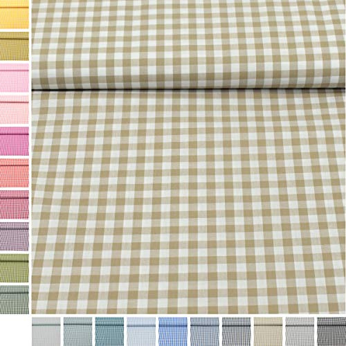 MAGAM-Stoffe Mona Vichy-Karo groß Baumwollstoff Oeko-Tex Meterware 50cm (18. Beige-Sand)