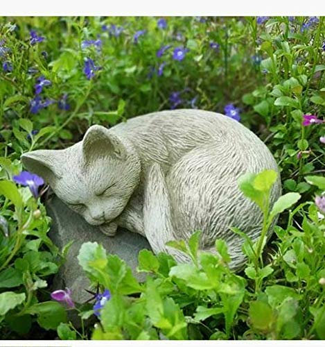 Sleeping Cat Statue | Reconstituted Stone Kitty Animal Concrete Outdoor Kitten Kitty Garden Ornament