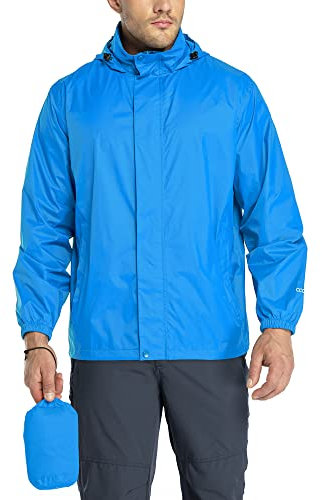 33,000ft Regenjacke Herren Leicht Wasserdicht Faltbare Regenmantel mit Kapuze Fahrrad Rain Windbreaker Windjacke Camping Outdoor Königsblau XL