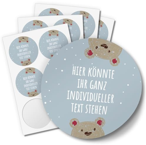 24 Weihnachtsaufkleber PERSONALISIERT mit Ihrem Text für Geschenke und Produkte zu Weihnachten - Aufkleber Etiketten Geschenkaufkleber rund, Motiv niedlich