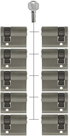 Gleichschließende Halbzylinder 40 mm (30/10 mm) inkl. 3 Schlüssel pro Zylinder (Zylinderanzahl nach Wunsch) (10x Halbzylinder 40 mm (30/10 mm))