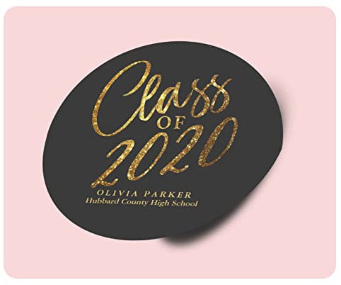 aufkleber selbst gestalten Klasse von 2020 Gold Schwarz Graduation Party Favor Klassischer runder Aufkleber Personalisierte Gesichtsaufkleber, Fotoaufkleber, buchstaben aufkleber