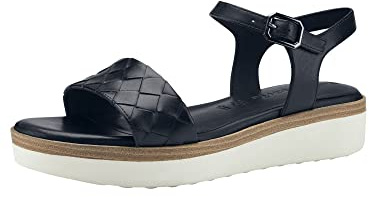Tamaris Damen Sandaletten, Frauen Sandalen,Sommerschuhe,Freizeitschuhe,offene Schuhe,Strandschuhe,Sommersandalen,bequem,flach,Navy,39 EU