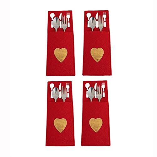 TOBILE Lot de 4 porte-couteaux et fourchettes de Noël en tissu non tissé pour décoration de table 35-10 x 25 cm