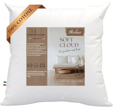 GM Soft Cloud Kissen 80x80 Kopfkissen Dekokissen für Sofa und Bett Innenkissen 1 Stück 100% hypoallergene und atmungsaktive frische Baumwolle Made in Italy
