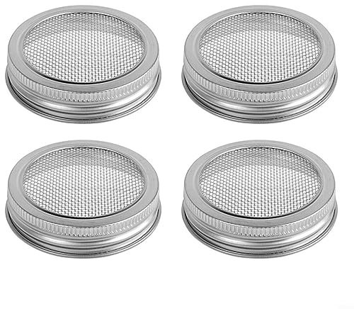 Keimdeckel Keimdeckel Keimglas Edelstahl Keimglas Deckel Ständer Keimgerät Mesh Filter für Einmachgläser zur Herstellung von Keimsprossen, Luzerne Bohnen (4 Stück 70 mm)