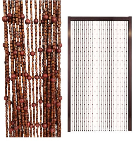 Hölzern Perlenvorhang Türvorhang Holzperlenvorhang Wood, Hängender Teilervorhang Dekovorhang für Schlafzimmer,Wohnzimmer,Wandschrank, Balkontür,Wohnzimmer ( Color : 1 , Size : 90x200cm(52Strands) )