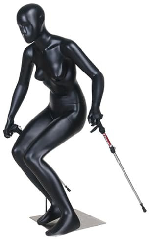 BBHW Manichino Manichino Sportivo a Corpo Intero, Supporto per Manichino Postura Sci con Base Stabile, Forma di Abbigliamento Nero Opaco per Abbigliamento Sportivo All'aperto (Color : Female)