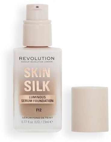 Makeup Revolution, Skin Silk Serum Foundation, Light to Medium Coverage, Contains Hyaluronic Acid, F12, 23ml