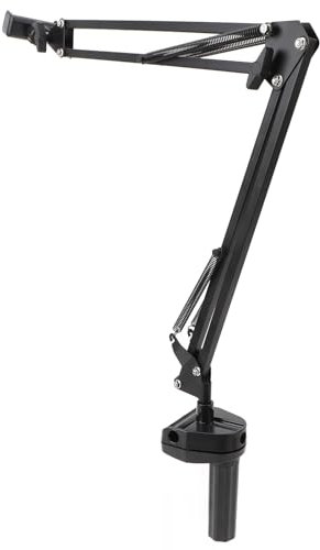 Overhead Video Mount Articulating Arm, 360 Degree Rotating Overhead Phone Video Stand Scissor Arm Phone Mount Supports Smartphones Up to 6.8 Inches