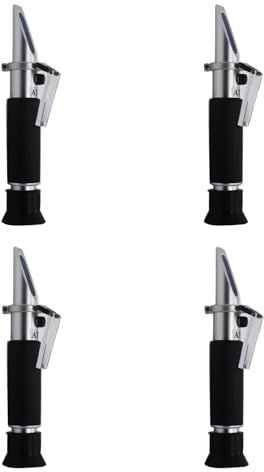 CMADJT Miele Zucchero umidità Brix Rifrattometro Ottico Baume con ATC, Tri-Scala 58-90% Brix, 38-43 Be'(Baume) 12-27% Acqua, Tester Portatile per Apicoltore per Miele Latte condensato,Black-4PCS