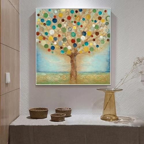 Moderne Poster und Drucke auf Leinwand, Wandkunst, Ölgemälde, abstraktes Geld, Apfelbaum, Bilder für Wohnzimmer, Zuhause, Raumdekoration, 30 x 30 cm, rahmenlos
