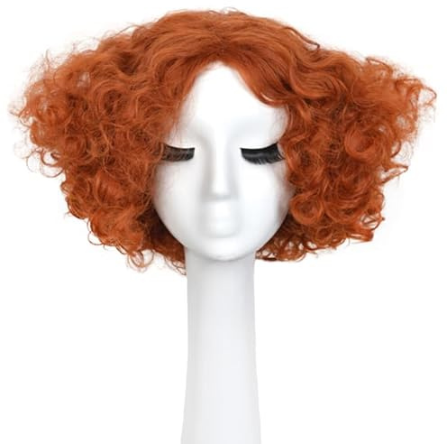 Yuehong Kurze Lockige Orange Unisex Film Perücke Rote Anime Cosplay Perücke