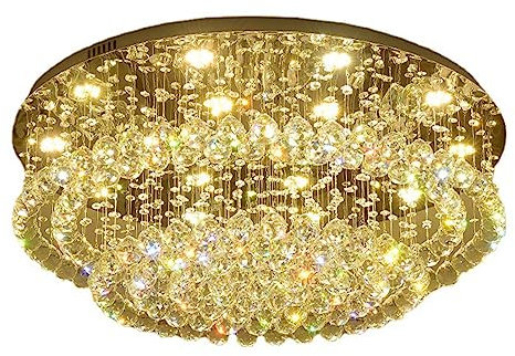 Kristall Kronleuchter Deckenleuchte K9 Crystal Round Raindrop Deckenleuchte Moderne 3 Farben dimmbare Kristall Pendelleuchte Flush Mount Deckenleuchte for Wohnzimmer Schlafzimmer Hotel Restaurant ( Si