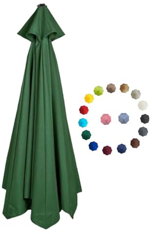 Replacement Parasol Canopy 2.0/2.3/2.7/3.0m Patio Umbrella Replacement Canopy 6 Arms/8 Arms Canopy Replacement Cover for Garden Market Beach Umbrella ( Color : Dark green , Size : 2.7m/9FT-6Ribs )