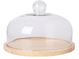 HHeaeR Alzata per Dolci Tortiera Girevole in Legno, Copertura in Vetro, Snack, Pizza, Frutta, Dessert, Tavolo espositore, Vassoio, espositore for Torte con Coperchio Alzata per Torta(B,L)