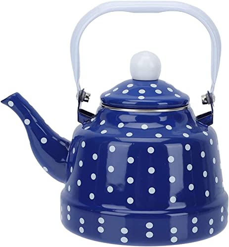 Emaille-Teekanne, chinesische Teekanne, handgefertigt, Keramik, blau und weiß, gepunktet, Vintage-Teekessel, Party, Einweihung, kleiner Campingkocher (blau)