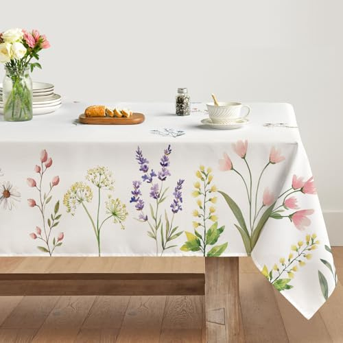 Artoid Mode Blumen Pflanzen Löwenzahn Frühling Tischdecke 140x110 cm, Saisonnal Sommer Fleckschutz Tischwäsche Küche Dekoration Party Dekor