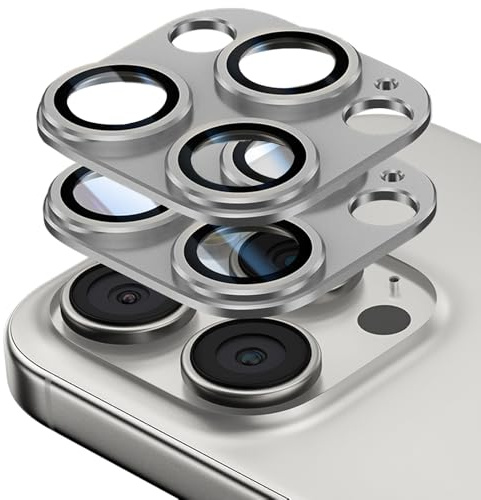 Confezione da 2 protezioni per obiettivo della fotocamera per iPhone 16 Pro Max/iPhone 16 Pro, in lega di alluminio e vetro temperato zaffiro, forte adesione, antigraffio, facile da installare, ultra