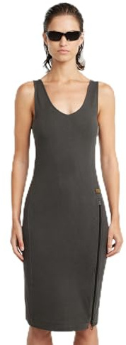 G-Star Vestido Informal para Mujer con Cremallera asimétrica, Negro Dk Black GD D26593-e040-b564, S