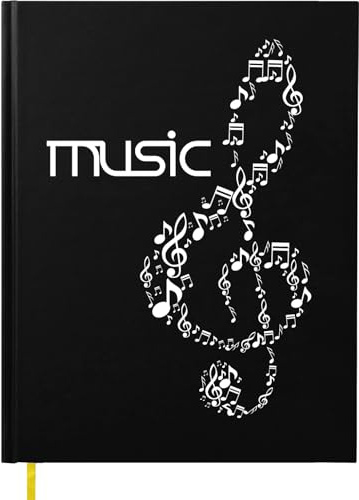 Tuun Fuplan Blank Sheet Music Notebook - Music Composition Manuscript Staff Paper Art Notebook, 160 Thick Pages, 8.5’’ x 11’’, Black