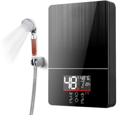 NURTWAKY Tankless Electric Water Heater 6KW, Instant Hot Water, 86-125℉, Black, Wall Mounted