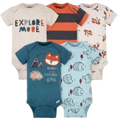 Acuryx Body en Coton Lot de 5 Bébé Fille Garçon Bodys à Manches Courtes Mixte Bébé 12-18 Mois