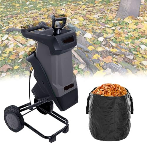 JOSBY 4500rpm Portable Wood Chipper, 2400W Garden Leaf Shredder with 50L Collection Bag&30m Power Cord, 110V/220V Electric Branch Crusher, Overload Protection Switch&Safety Knob, for Courtyard, Park