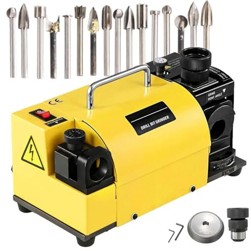 GHRERTX Tragbarer Bohrerschärfer, 3-13 mm, tragbare Mehrzweck-Bohrerschleifmaschine mit 11 Spannzangen, elektrischer Bohrerschärfer, einstellbare Winkel von 95°-135°, CBN-Rad, for HSS